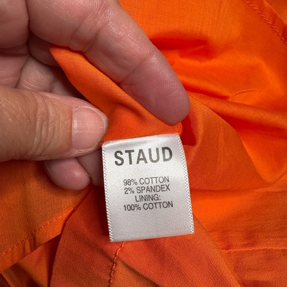 NWT Staud- Elio Off-Shoulder Mini Dress in Color Nectarine. Size 10. - Picture 7 of 11
